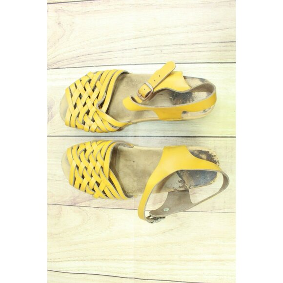 Troentorp Anna Yellow Leather Braided Adjustable Strap Casual Sandals Size 9 - Picture 7 of 9